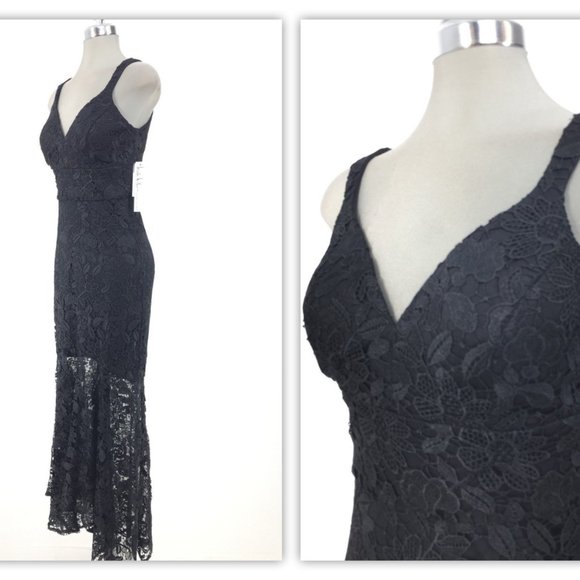 NICOLE MILLER LACE SHEER HEM GOWN Size 2 - Picture 2 of 16